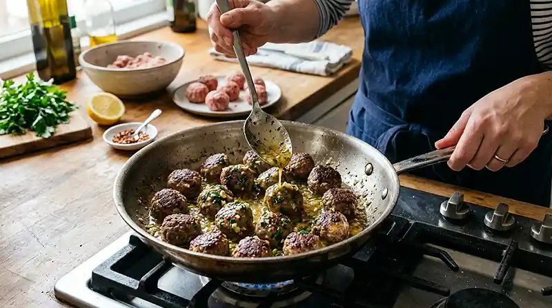 How to Make Garlic Butter Meatballs with Parmesan Pasta