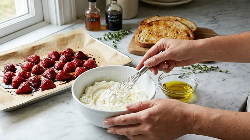 Roasted Strawberry Whipped Ricotta Toast 4 How to Make Roasted Strawberry Whipped Ricotta Toast