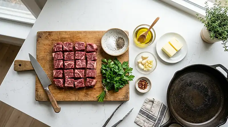 Ingredients for 15-Minute Garlic Butter Steak Bites