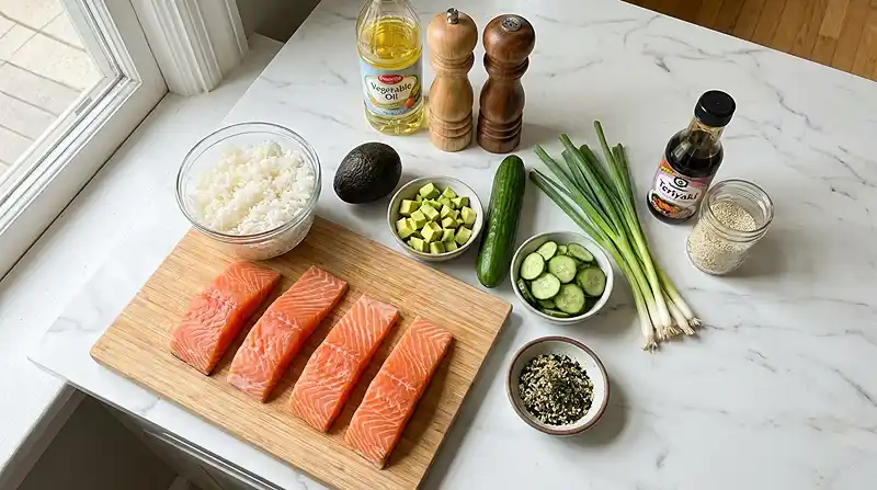 15-Minute Teriyaki Salmon Bowls 3 Ingredients for 15-Minute Teriyaki Salmon Bowls