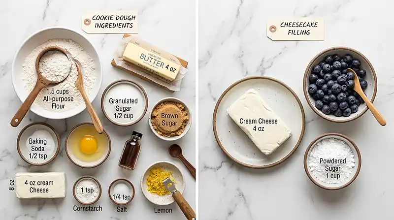 Ingredients for Blueberry Cheesecake Cookies