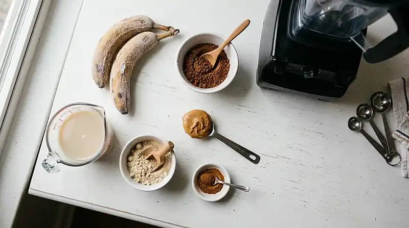 Ingredients for Chocolate Peanut Butter Smoothie