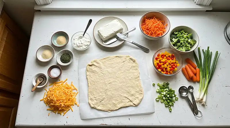 Ingredients for Cold Veggie Pizza Appetizer