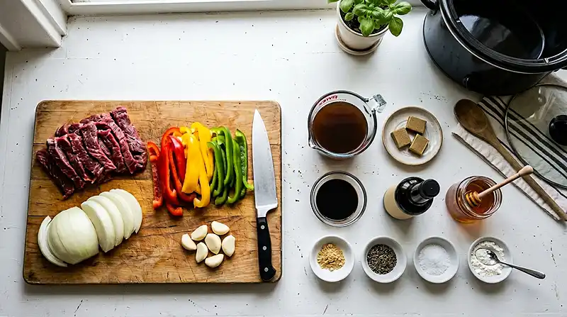 Ingredients for Crock Pot Pepper Steak