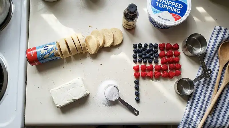 Ingredients for Easy American Flag Fruit Pizza