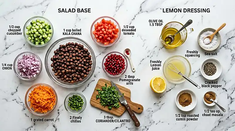 Ingredients for High Protein Black Chickpeas Salad