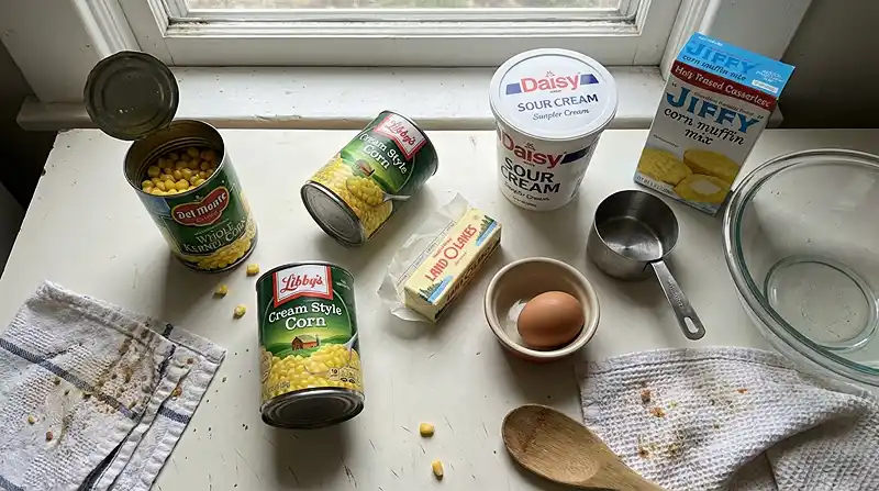 Ingredients for Jiffy Corn Casserole Recipe