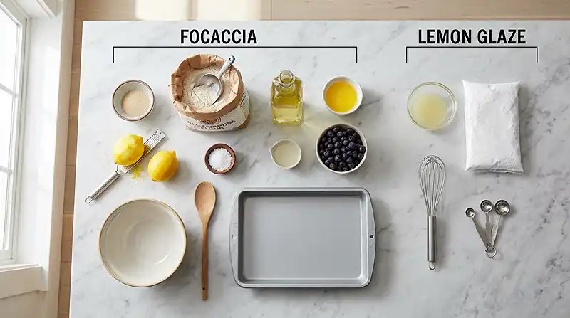 Ingredients for Lemon Blueberry Focaccia Bread