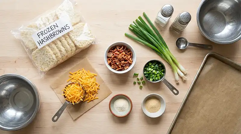 Ingredients for Loaded Hashbrown Bites Appetizers
