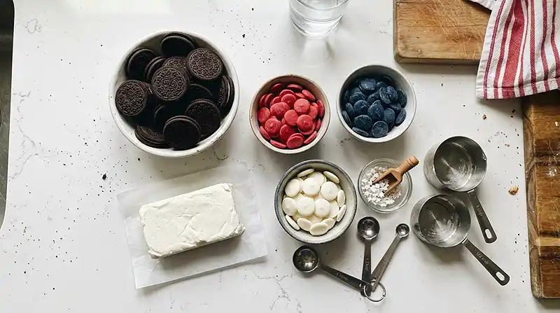 Ingredients for Patriotic Oreo Balls Recipe