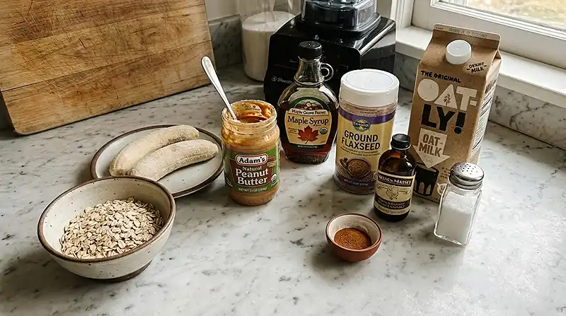 Ingredients for Peanut Butter Oatmeal Smoothie