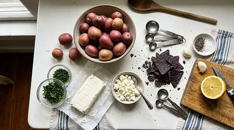 Ingredients for Red White and Blue Deviled Potatoes