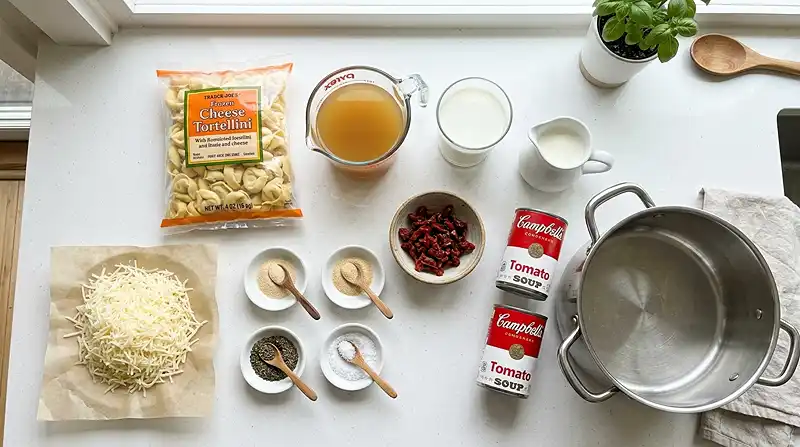 Ingredients for Simple Tomato Tortellini Soup