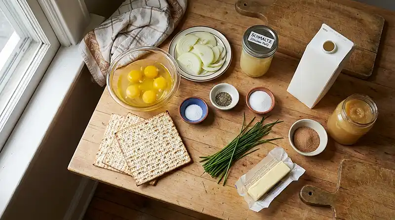 Ingredients for matzo brei recipe