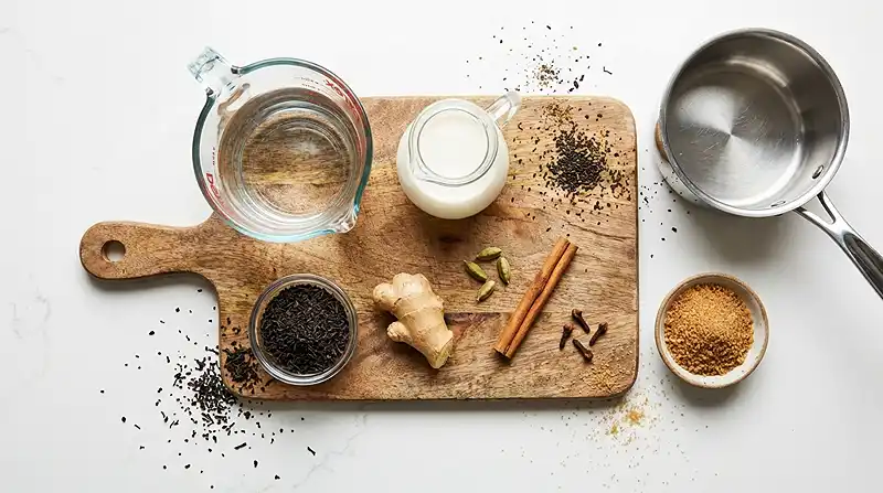 Ingredients for sanjay gupta chai tea recipe