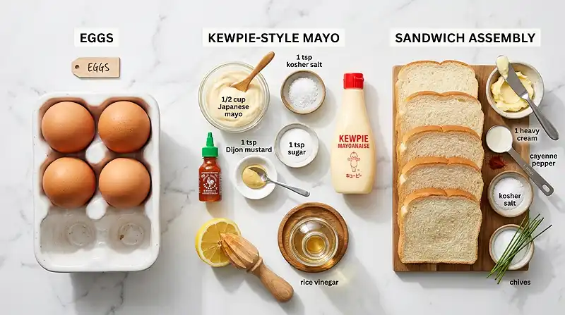 Japanese Egg Salad Sandwich Ingredients