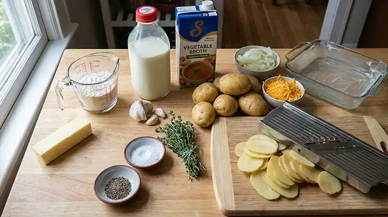 Main ingredients for scalloped potatoes recipe
