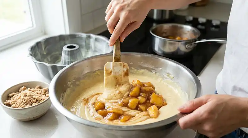 Making the Peach Cobbler Pound Cake