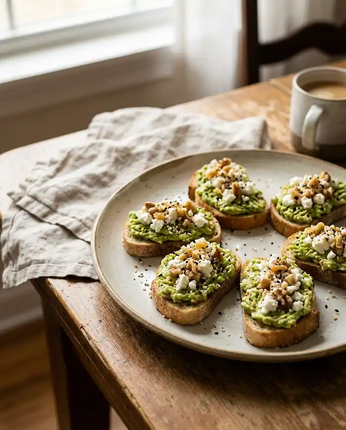 Mini Avocado Toasts with Walnuts Recipe
