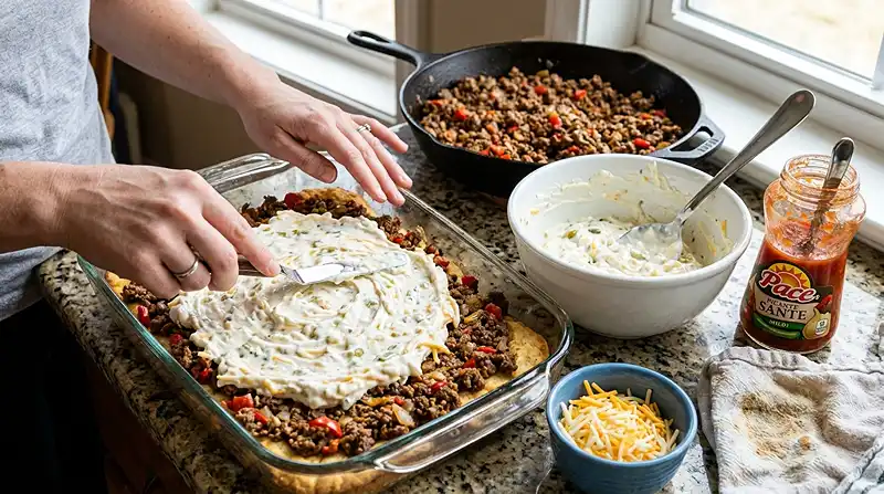 Preparing Cattle Drive Casserole