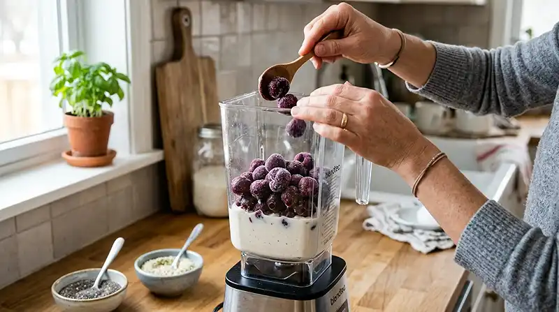 Preparing Cherry Vanilla Smoothie for weight loss