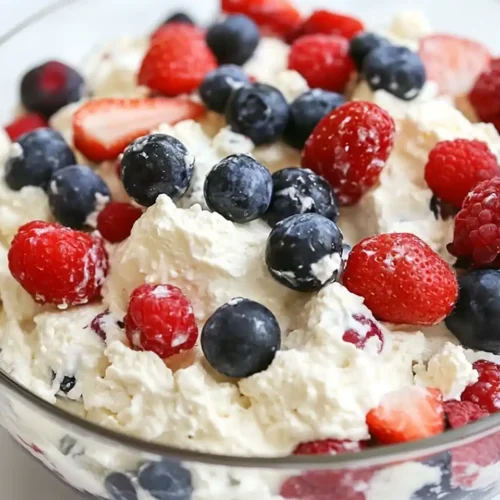 Red White and Blue Cheesecake Salad 2 Red White and Blue Cheesecake Salad