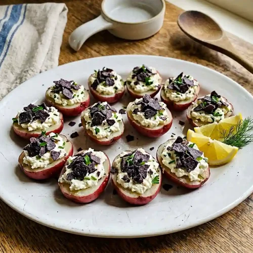 Red White and Blue Deviled Potatoes