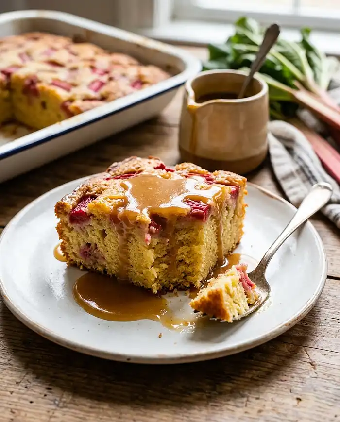 Rhubarb Cake Butter Sauce