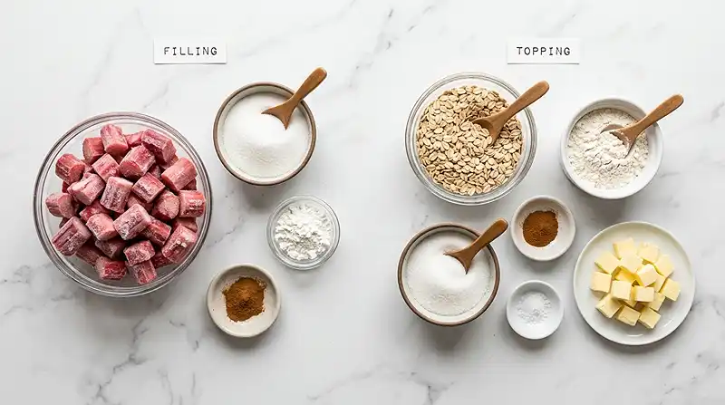 Traditional Rhubarb Crisp With Frozen Rhubarb Ingredients