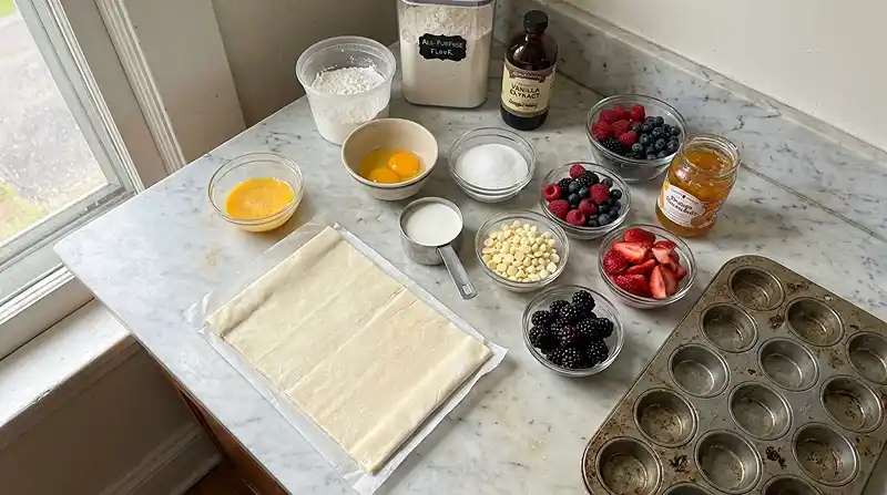 Mini Fruit Tarts with Puff Pastry 3 ingredients for Mini Fruit Tarts with Puff Pastry