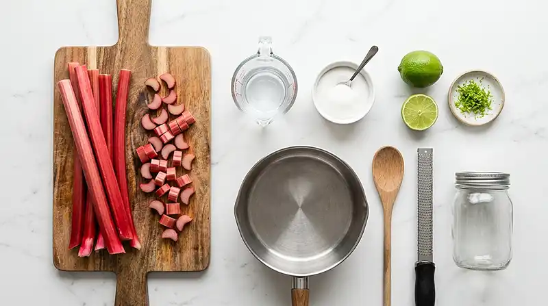 3 ingredients for Stewed Rhubarb