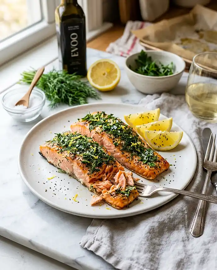 5-Ingredient Lemon Dill Salmon In 20 minutes