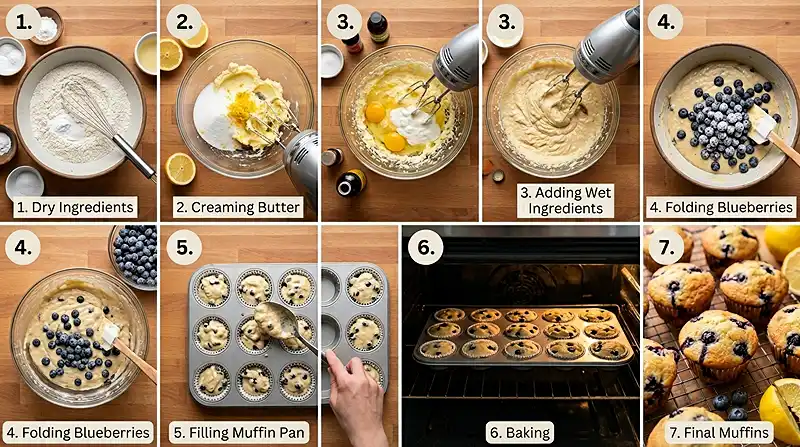 How to Make Blueberry Lemon Muffins