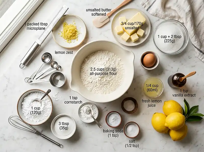Lemon Crinkle Cookies 3 Lemon Crinkle Cookies Ingredients