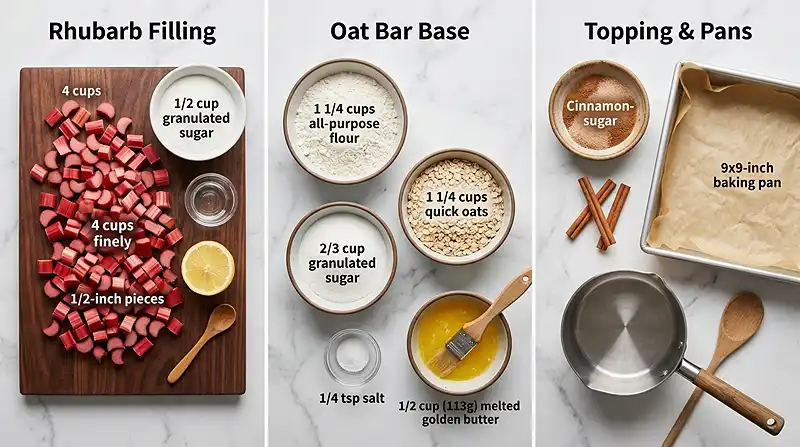 Ingredients for Rhubarb Oat Bars