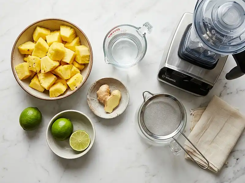 Pineapple Ginger Juice 3 Ingredients for pineapple ginger juice