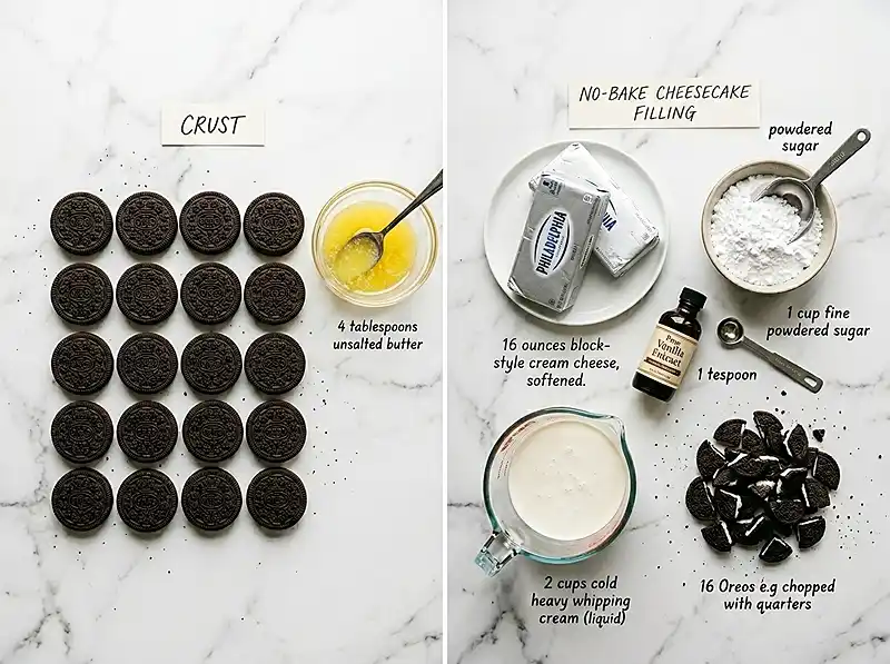 No-Bake Oreo Cheesecake Ingredients