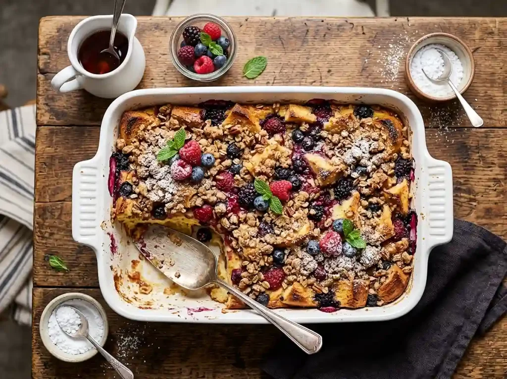overnight french toast casserole with frozen berries​