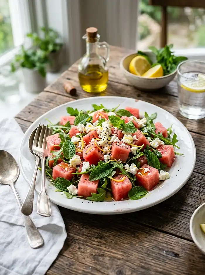 watermelon feta mint salad Recipe