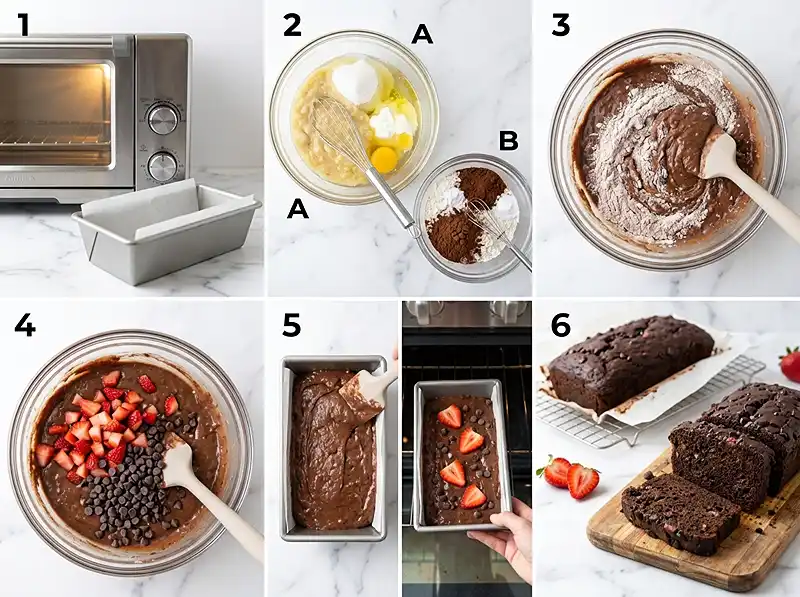 Double Chocolate Strawberry Banana Bread 4 How to Make double chocolate strawberry banana bread recipe