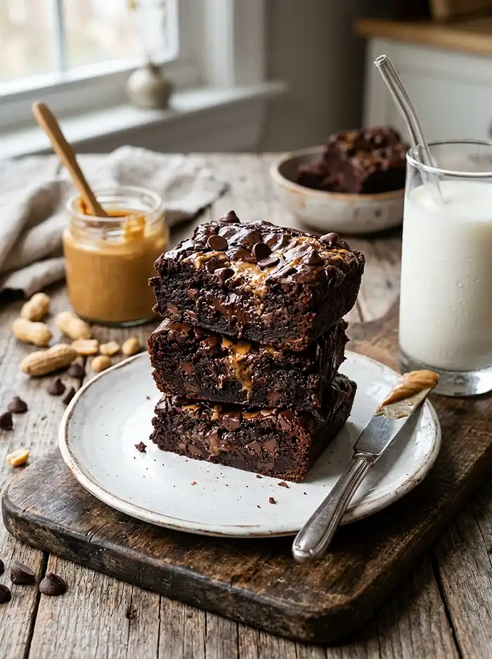 Sweet Potato Brownies with Peanut Butter 5 brownies with sweet potato and peanut butter