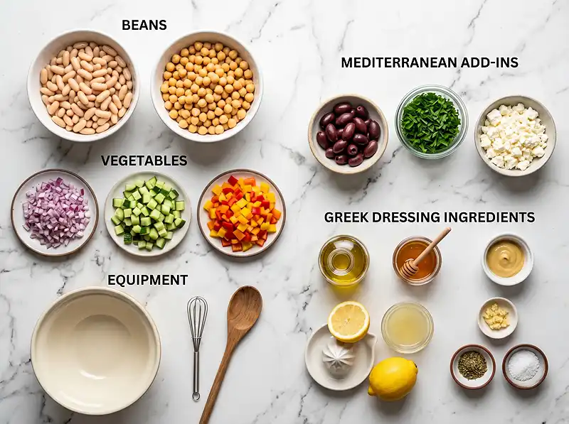 Greek Dense Bean Salad Recipe 3 greek dense bean salad recipe Ingredients