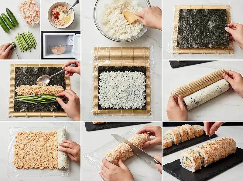 Snow White Roll Sushi 4 how to make a snow white sushi roll