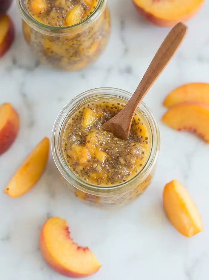 3-Ingredient Peach Chia Seed Jam 5 peach jam with chia seeds