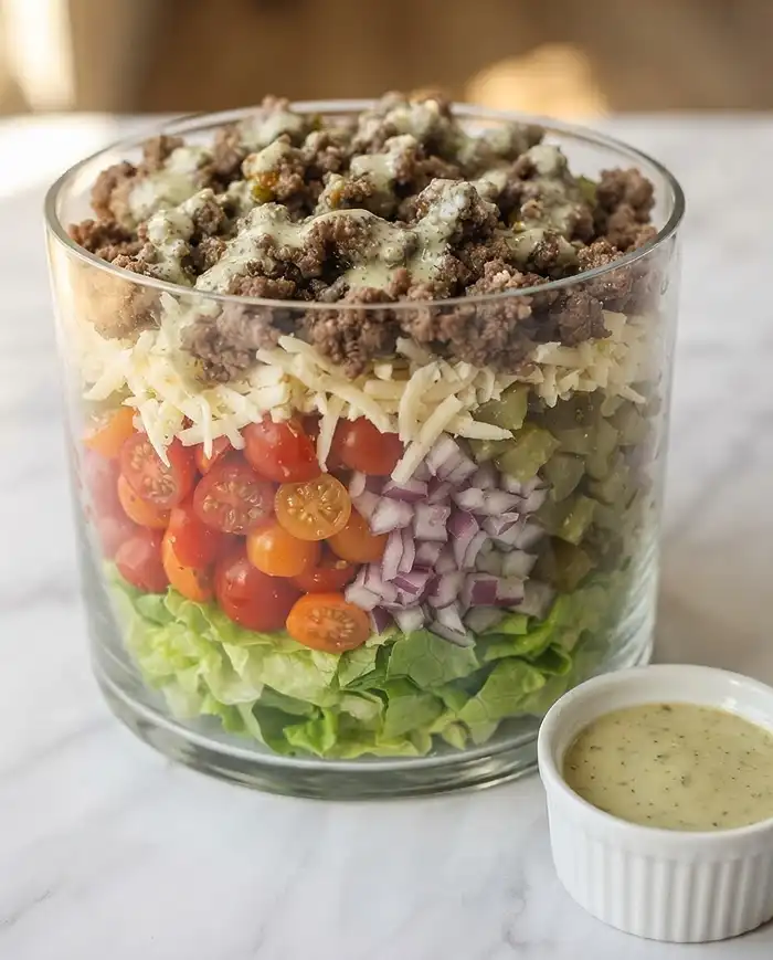 Chopped Cheeseburger Salad with Dill Pickle 5 Cheeseburger Chopped Salad