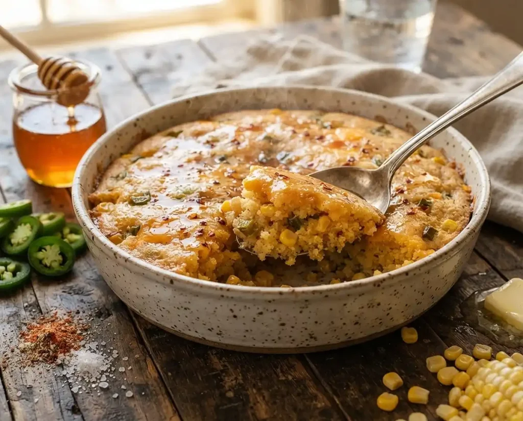 Hot Honey Jalapeño Cornbread Pudding