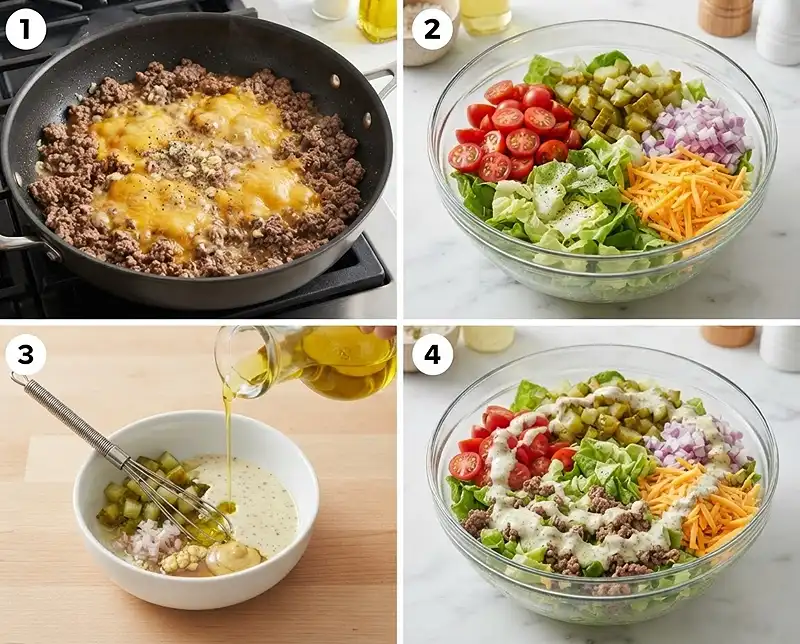 Chopped Cheeseburger Salad with Dill Pickle 4 How to Make Cheeseburger Chopped Salad with Dill Pickle