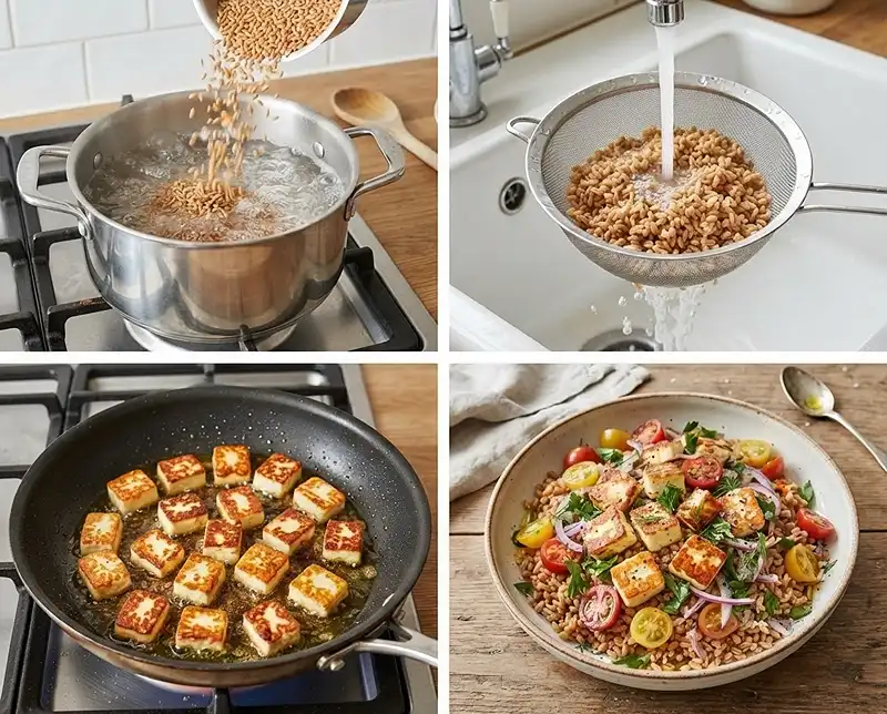 Farro Halloumi Salad 4 How to Make farro and halloumi salad