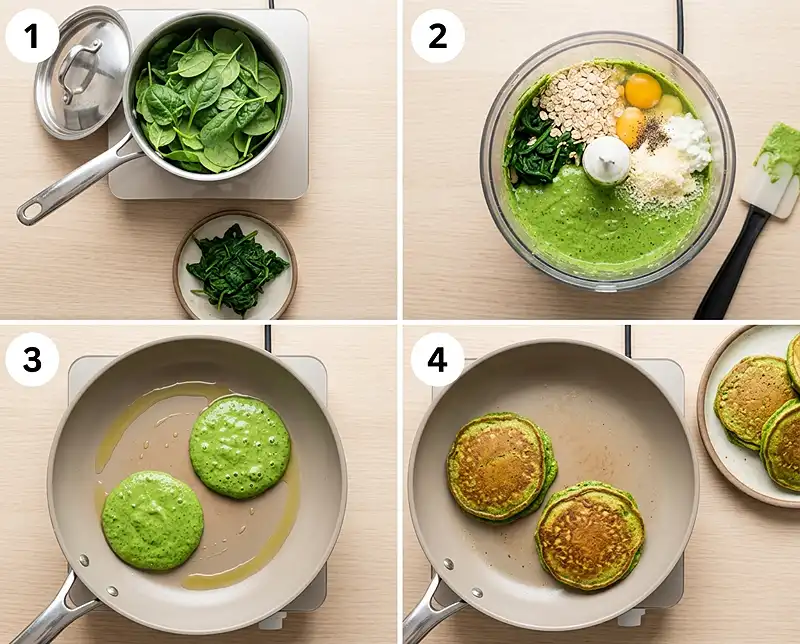 Spinach Cottage Cheese Oat Pancakes 4 How to Make spinach cottage cheese oat pancakes