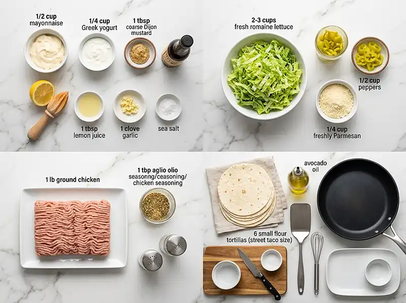 Chicken Caesar Smashed Tacos Recipe 3 chicken caesar smashed tacos recipe Ingredients